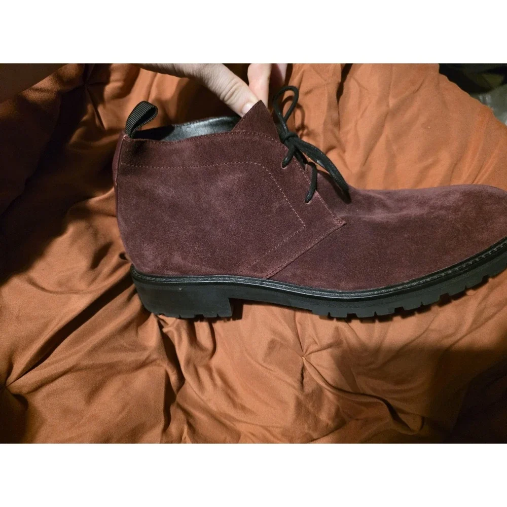 Calvin Klein Utan Burgundy Suede Chukka Boots Men's Size 10.5 Lug Sole